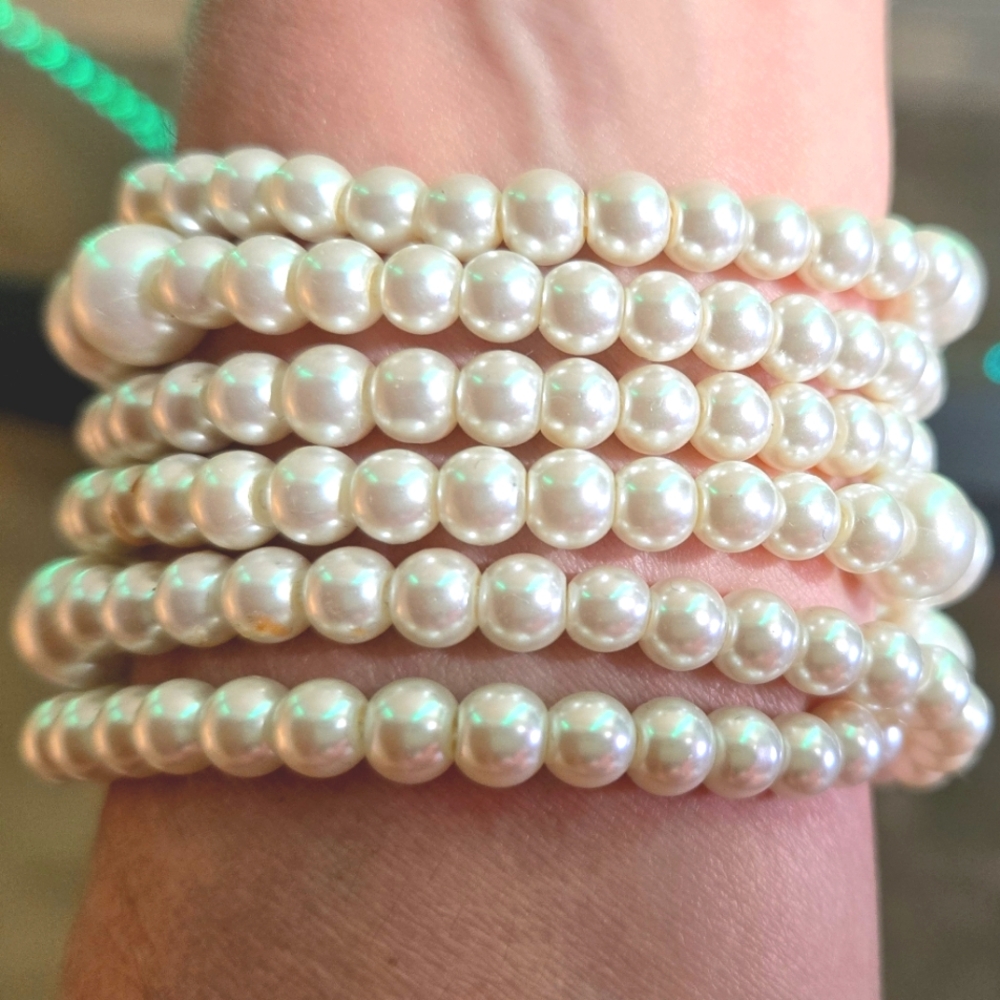 Simulated Pearl Necklace - Statement Rhinestone D… - image 5